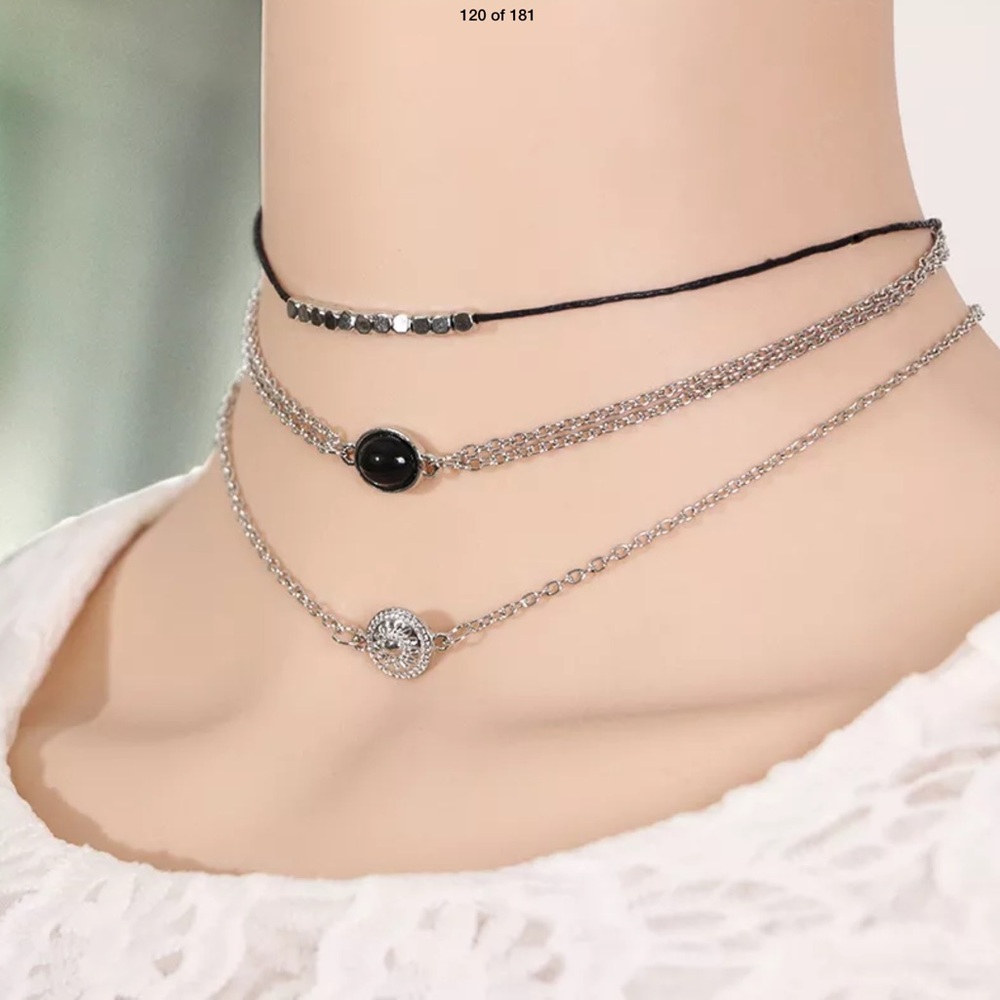 🔥Sexy🔥 3 Layer Choker Necklace - Silver